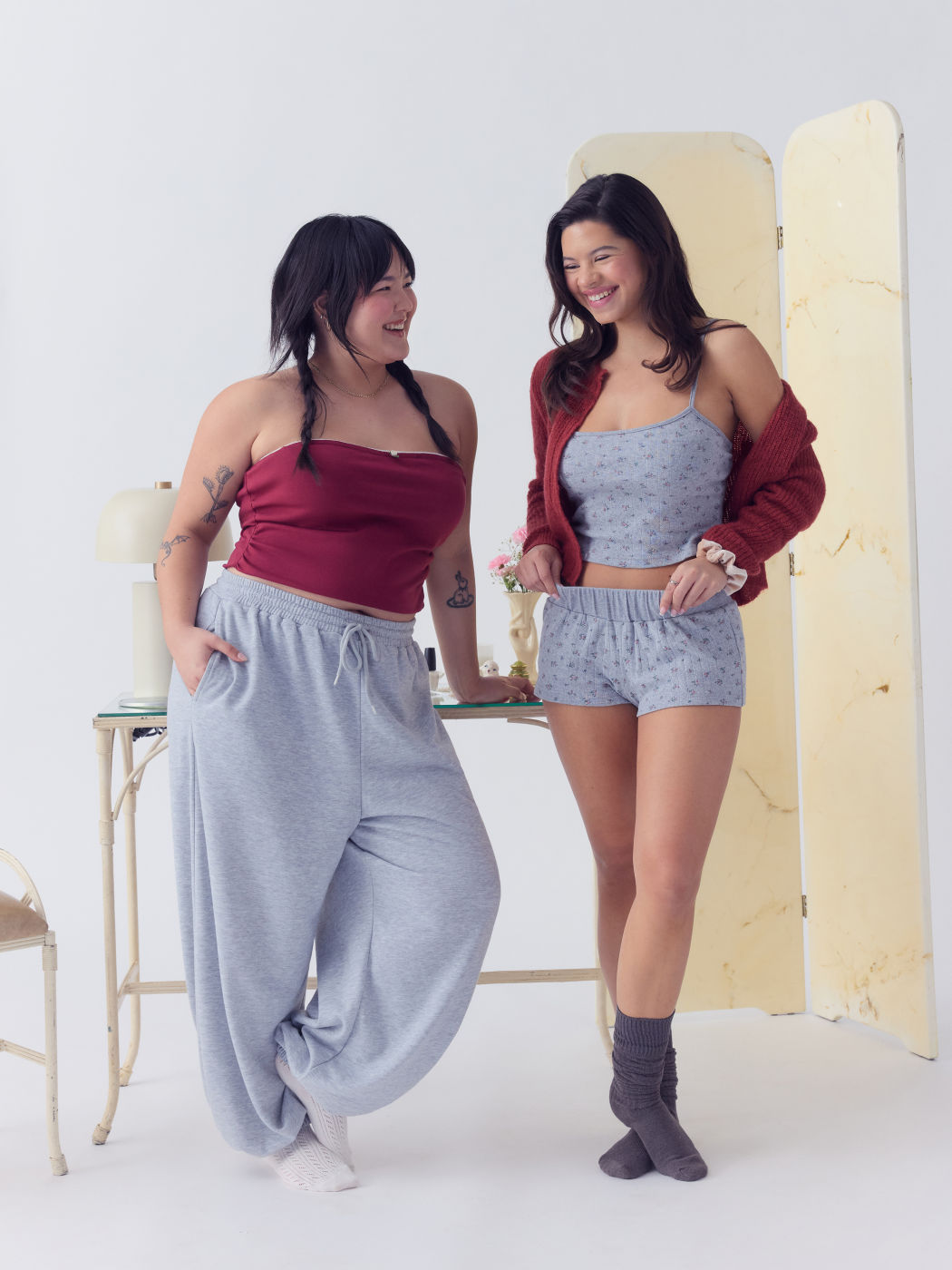 Cotton-blend Flower Ruched Tube Top Curve & Plus