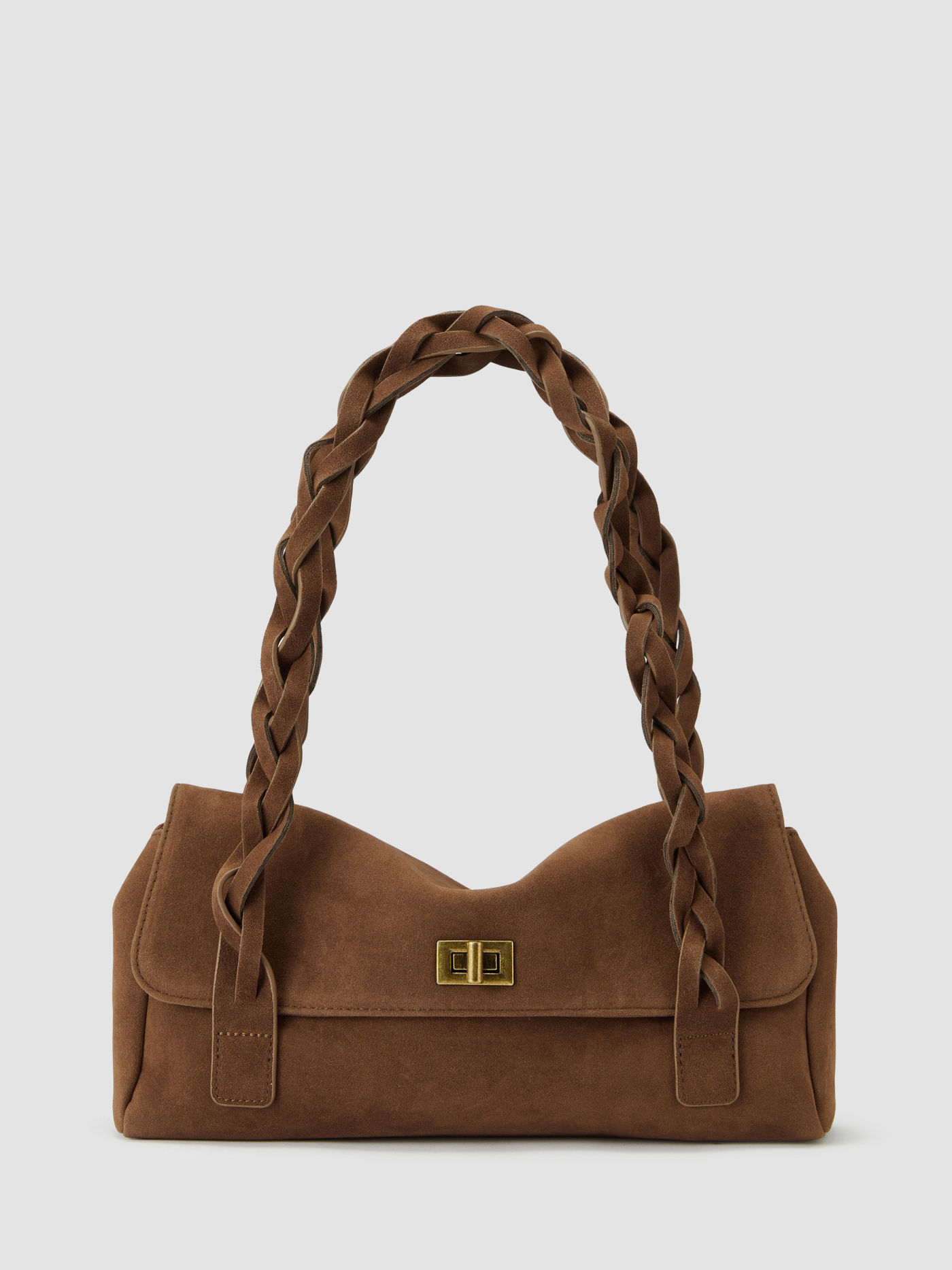 Geflochtene Wildleder-Schultertasche