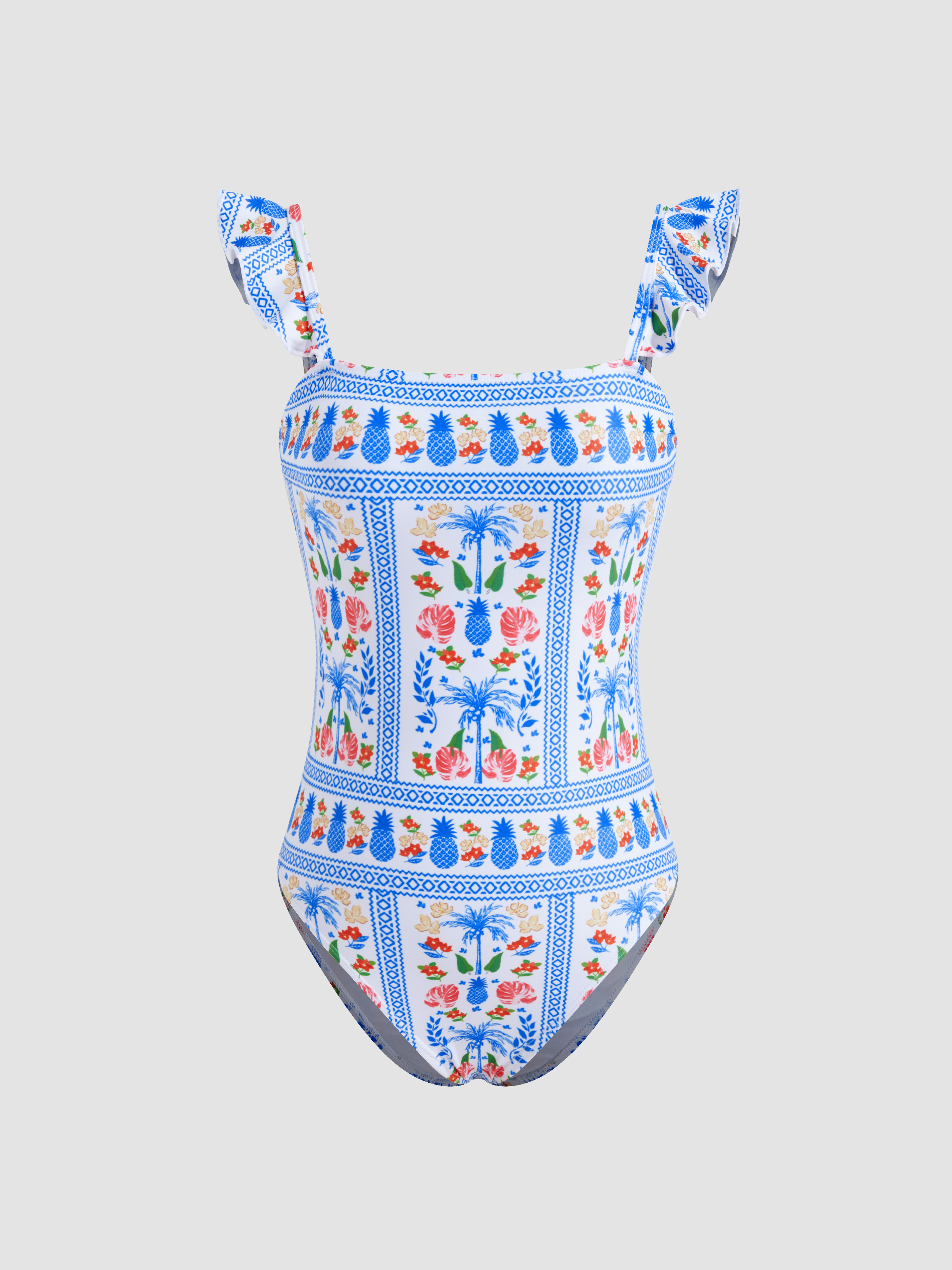 Shaping Fruit Graphic Ruffle One Piece Swimsuit