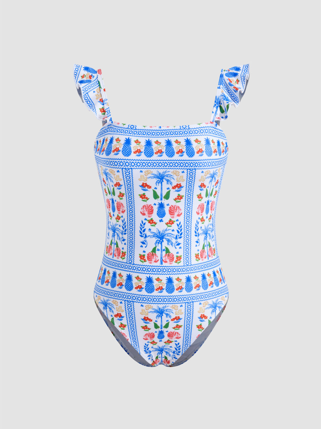 Shaping Fruit Graphic Ruffle One Piece Swimsuit