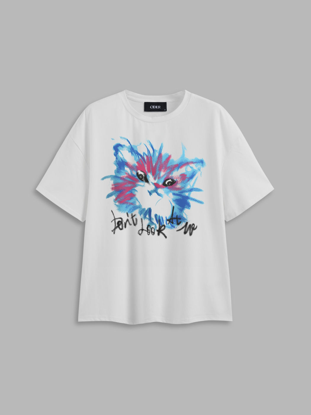 Cotton-blend Cat Graphic Oversized Tee
