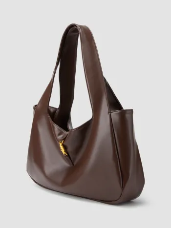 PUSH-LOCK DECOR FAUX LEATHER TOTE BAG