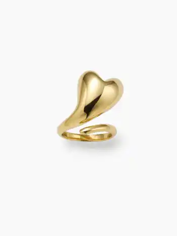 18K-GOLDPLATTIERTES OFFENES STAHLRING MIT HERZ-MOTIV