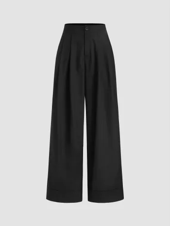 Baumwollmix Faltenhose mit geradem Bein
