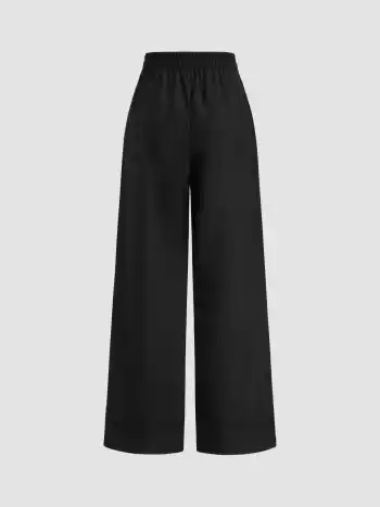 Baumwollmix Faltenhose mit geradem Bein