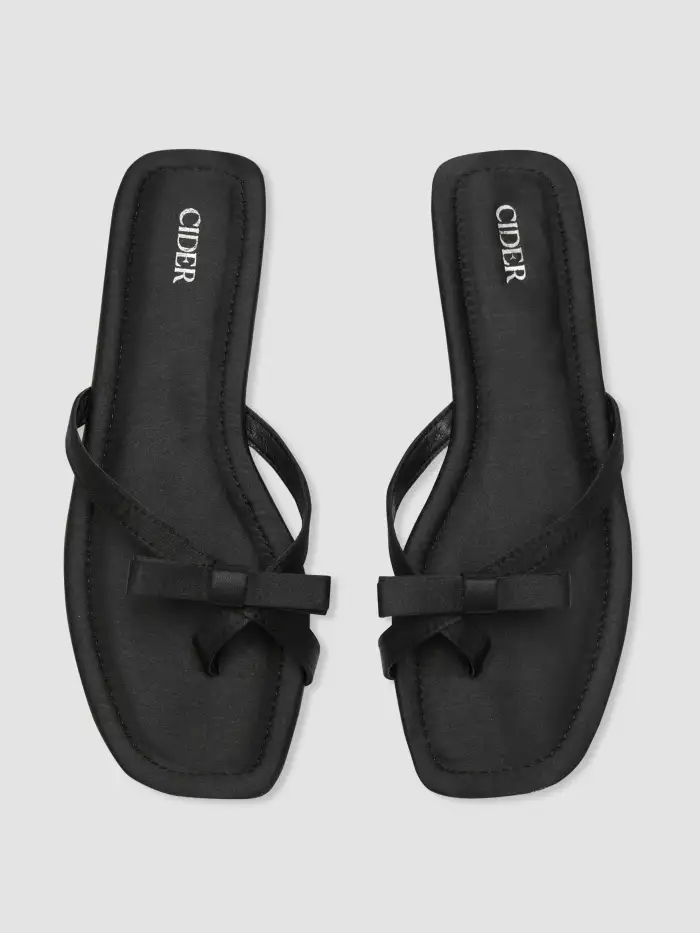 BOWKNOT FAUX LEATHER SLIPPERS For Vacation Home Beach