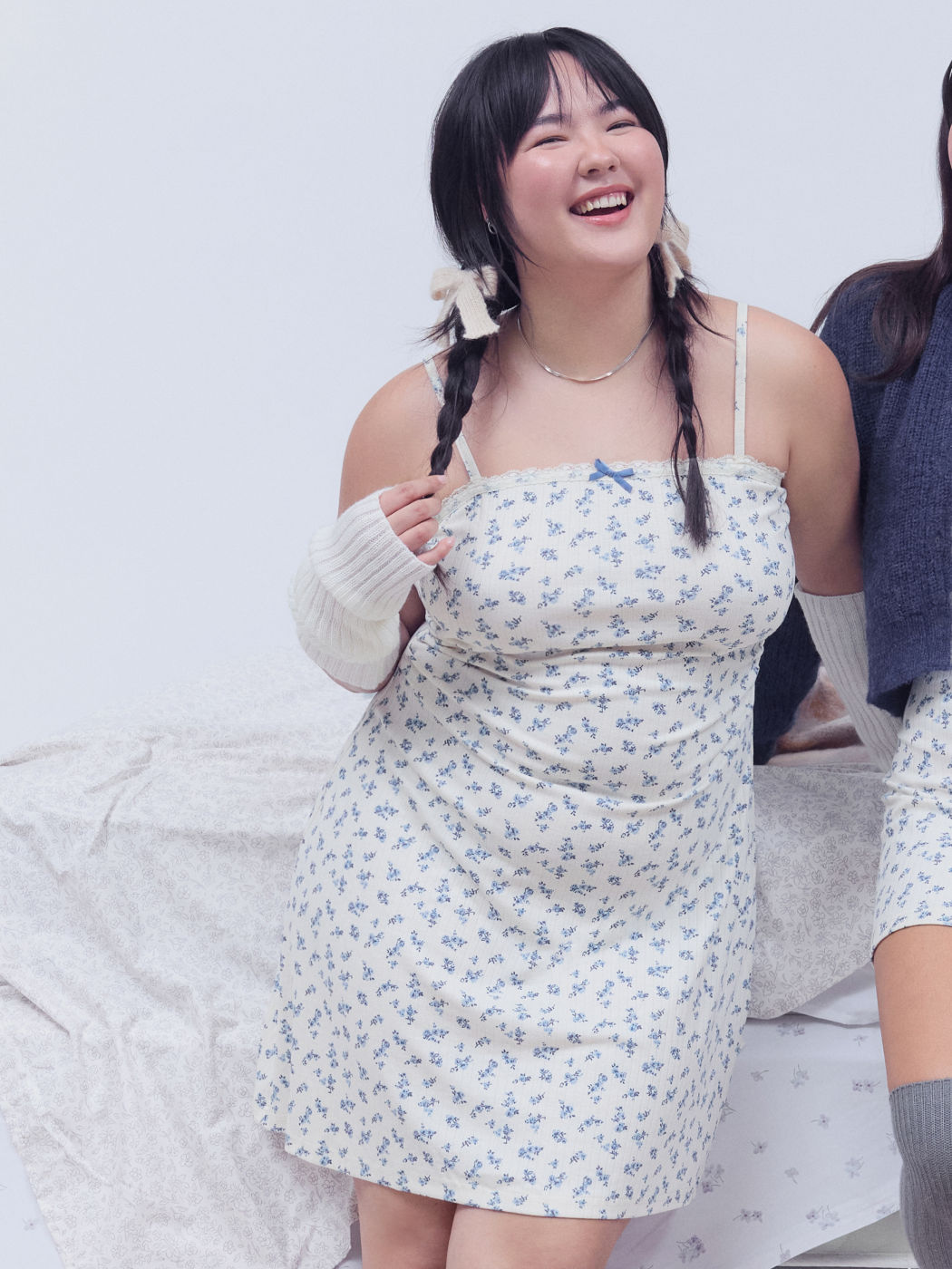 Jersey Square Neck Floral Bowknot Lace Mini Dress Curve & Plus