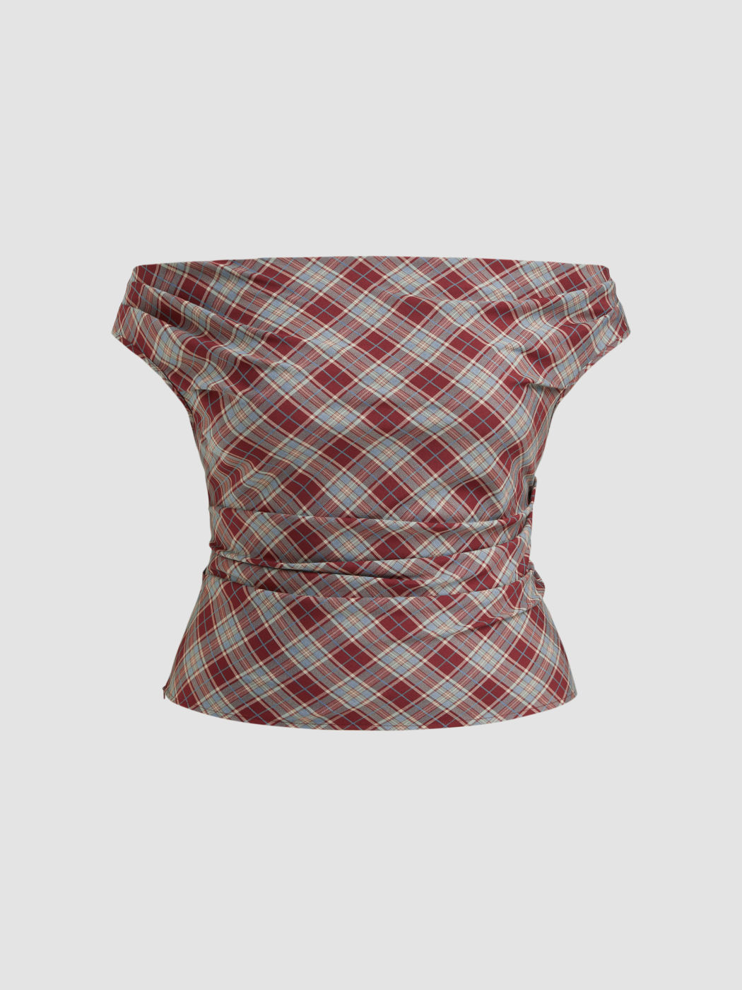 Off-shoulder Tartan Verzierter Oberteil Kurve & Plus