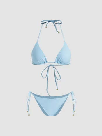 Halter Neckline Tie Side Bikini Set
