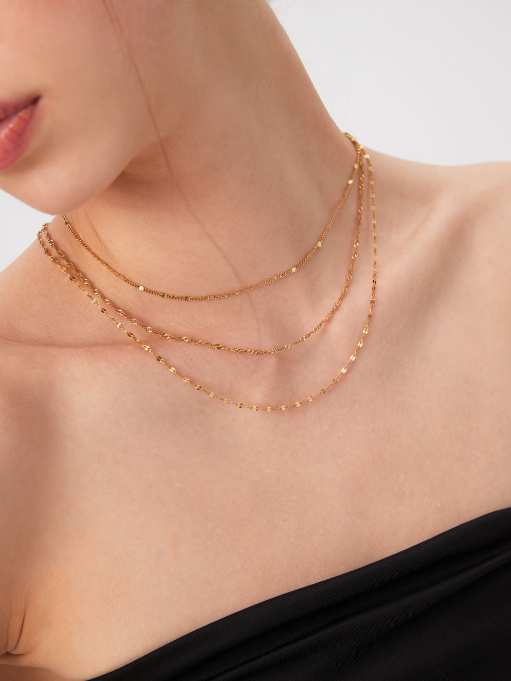 CHAIN 18K GOLD PLATED STAINLESS STEEL LAYERED NECKLACE