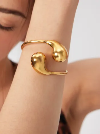 Wassertropfen-Edelstahl-Offenes Armband
