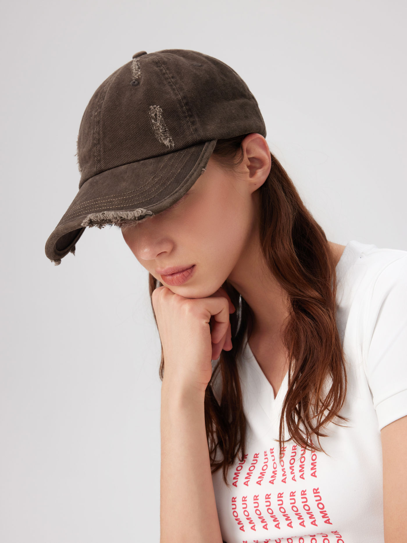 Casquette de baseball en denim usé
