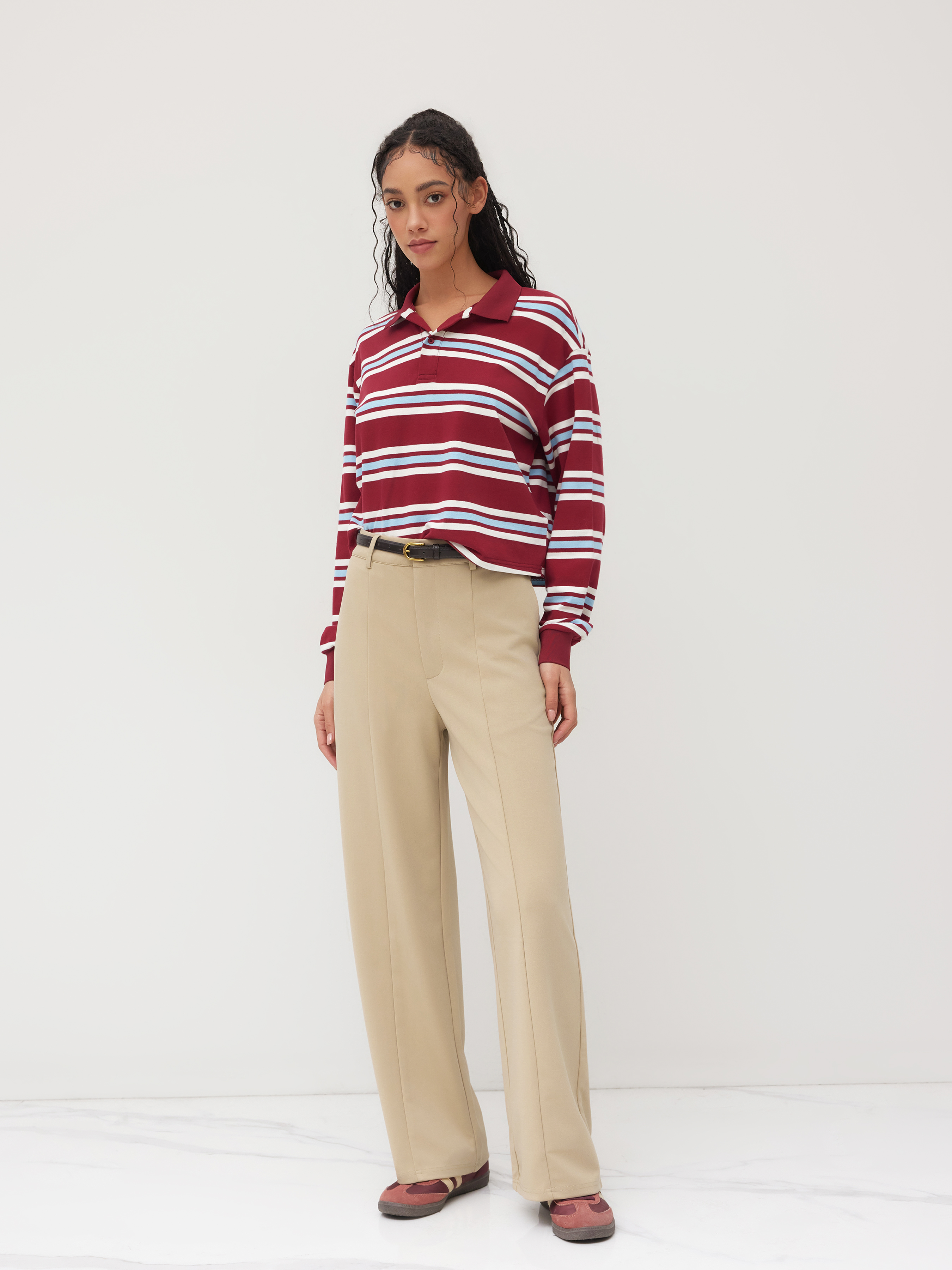 Woven Solid Wide Leg Trousers For School Work