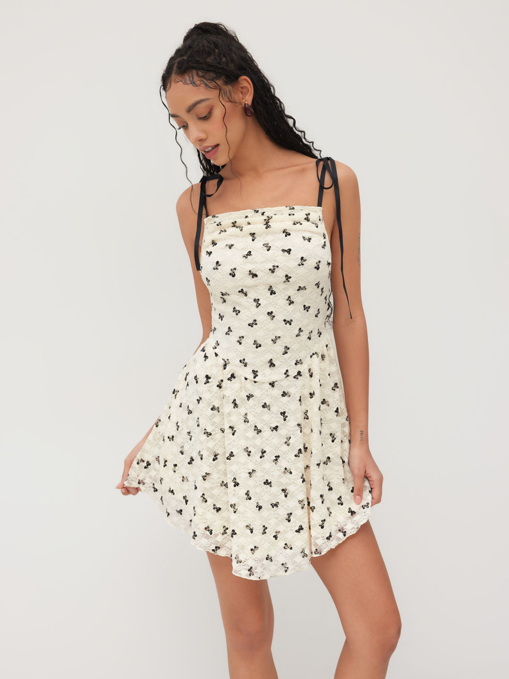Bowknot Jacquard Mini Dress