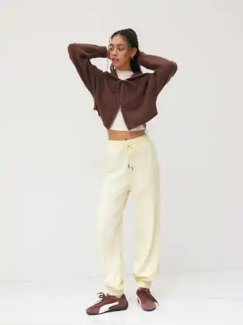 Solid Elastic Waist Joggers