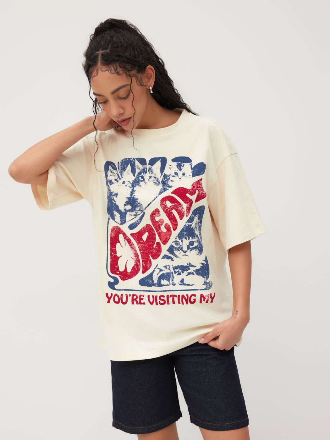  Träum, dass du mich & Katzen-Grafik-T-Shirt besuchst