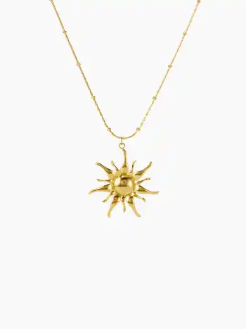 SUN PENDANT 18K GOLD PLATED STAINLESS STEEL CHAIN NECKLACE