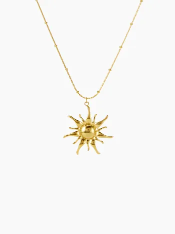 SUN PENDANT 18K GOLD PLATED STAINLESS STEEL CHAIN NECKLACE
