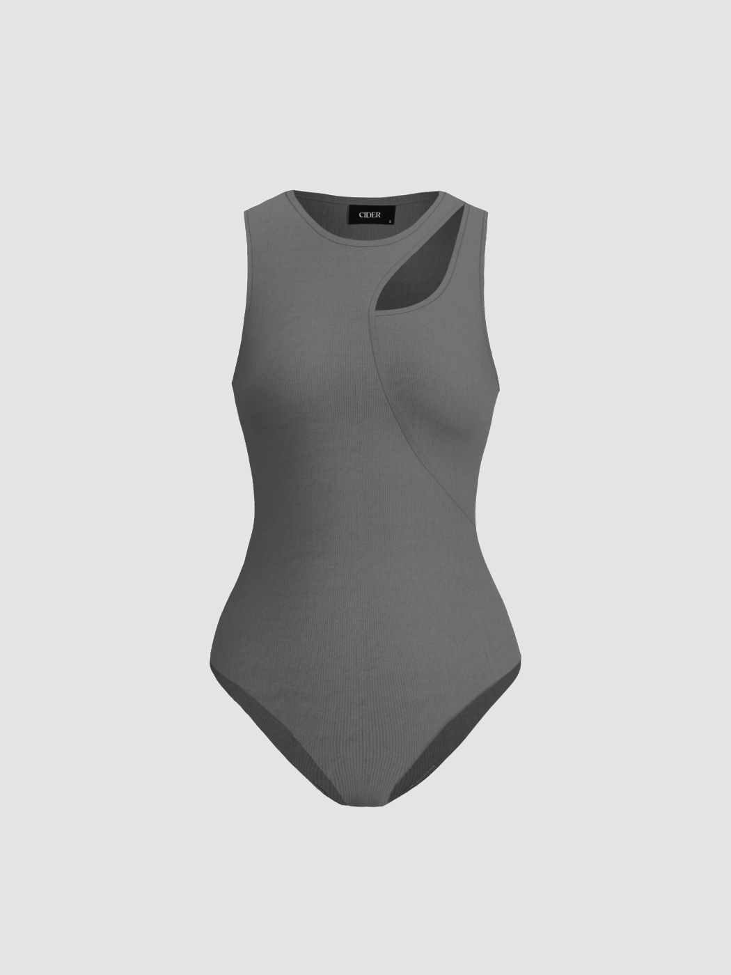 Knit Round Neck Asymmetrical Solid Bodysuit