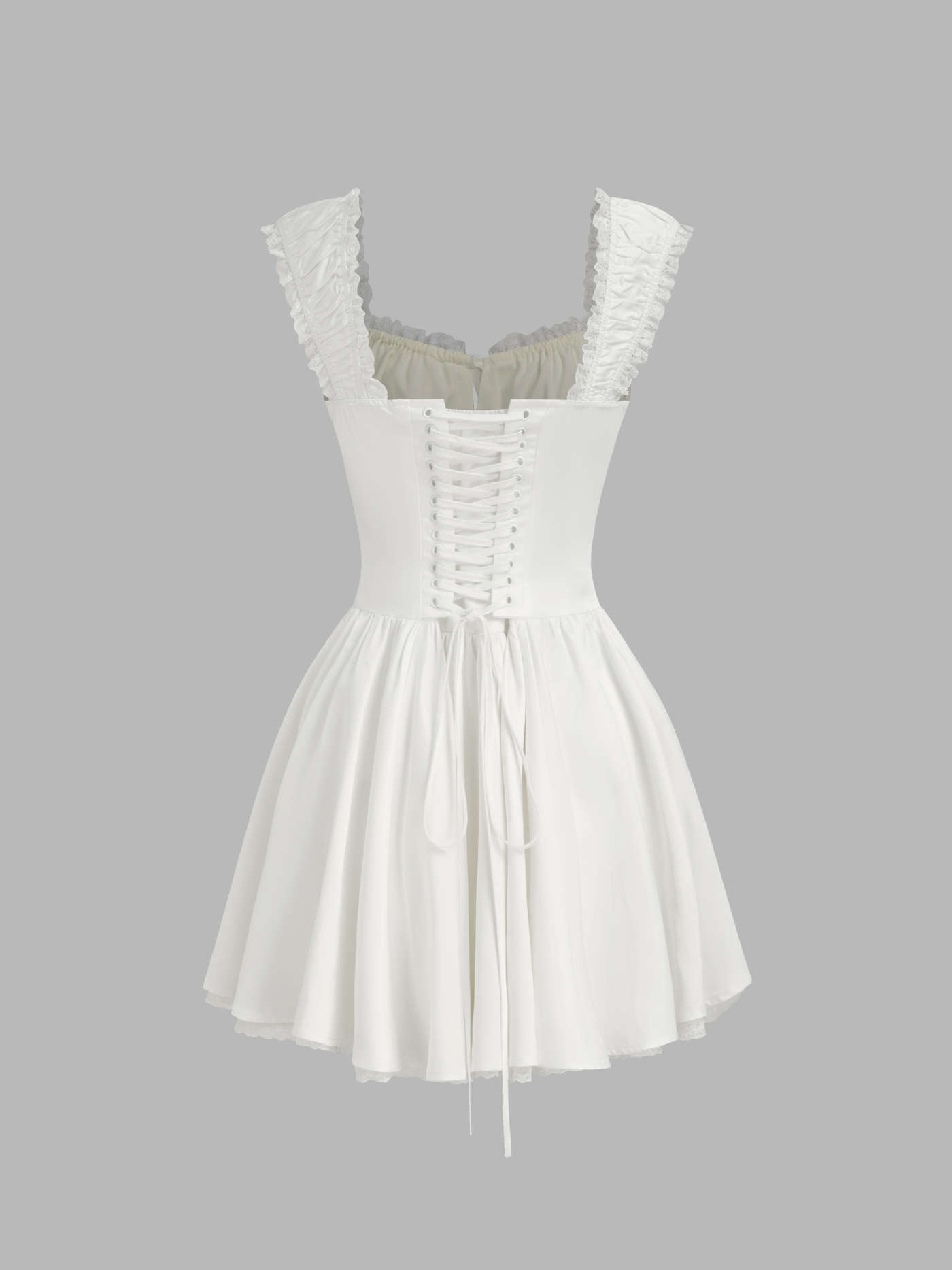 Sweetheart Lettuce Trim Ruffle Knotted Mini Dress