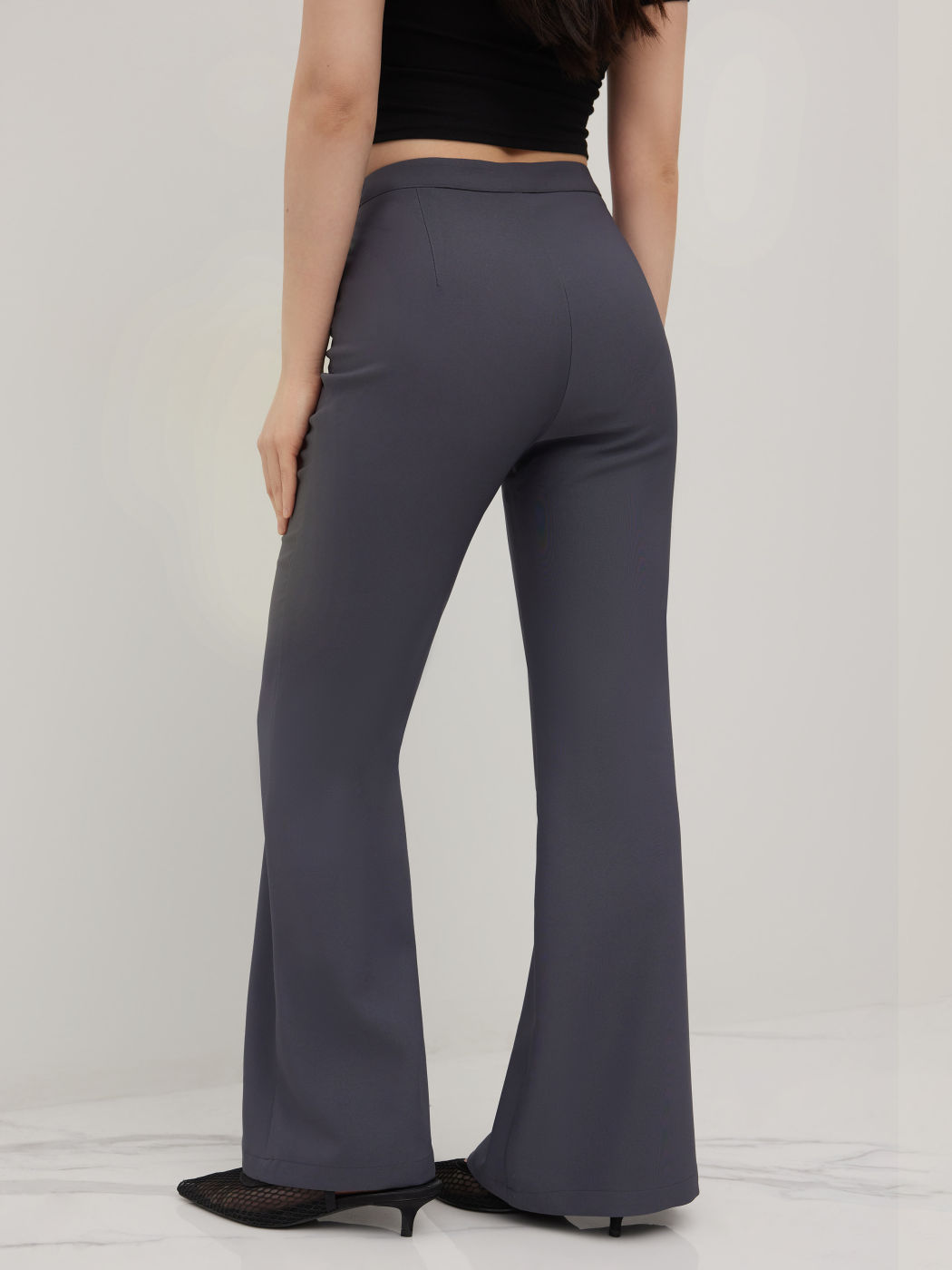 Mid Rise Flared Trousers