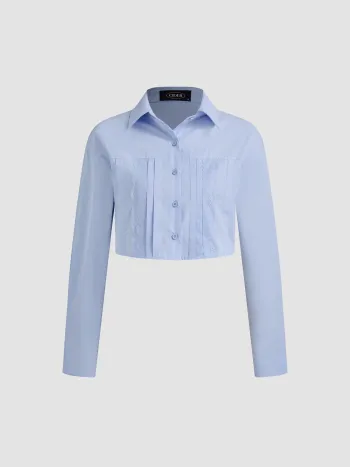 100% Cotton Lace Pleated Crop Shirt