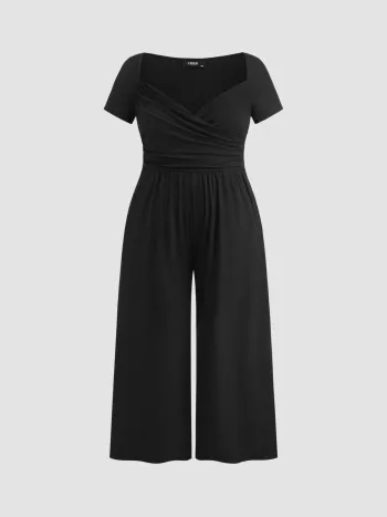 V-Ausschnitt, geriffeltes, gerade Beine Overalls Kurve & Plus
