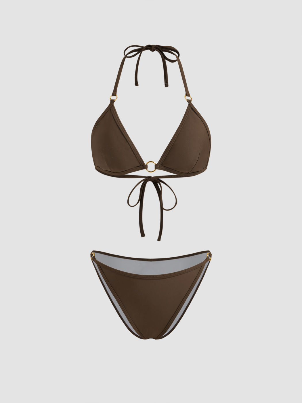 V-neck O-ring Halter Bikini Set