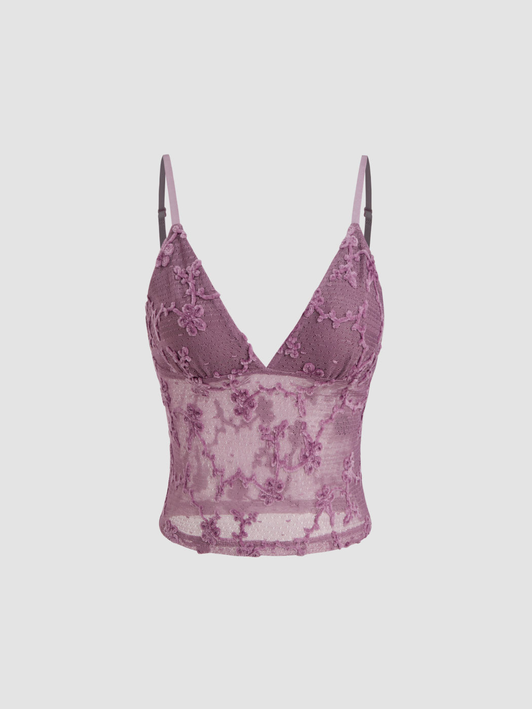 V-neck Floral Cami Crop Top