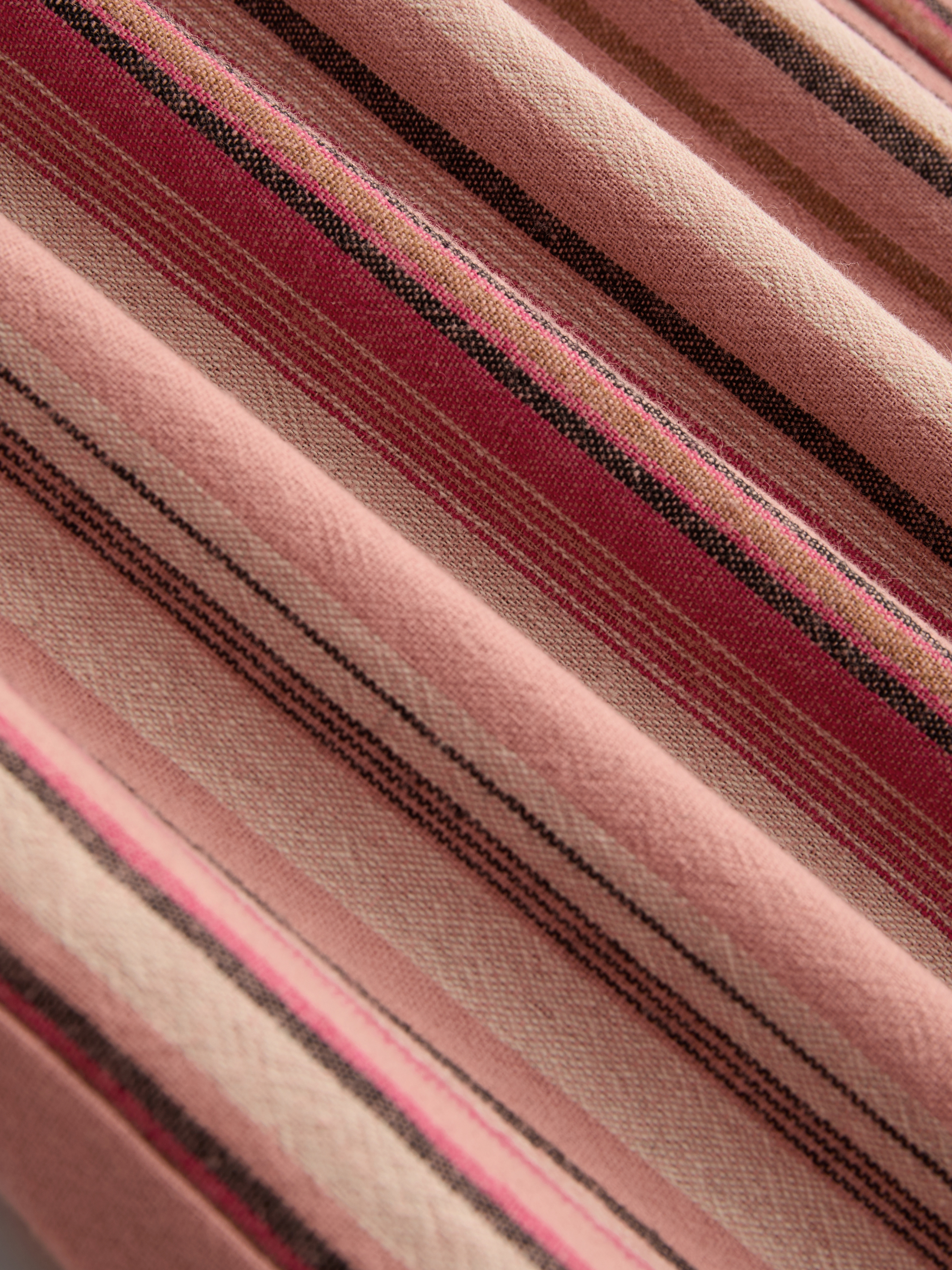 Woven 100% Cotton Mid Rise Stripe Knotted Straight Leg
