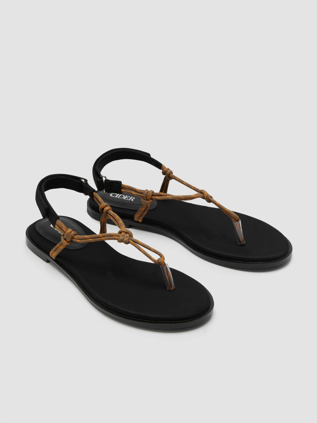 Seil- Flip-Flop- Sandalen mit Klettverschluss und Satin-Oberfläche