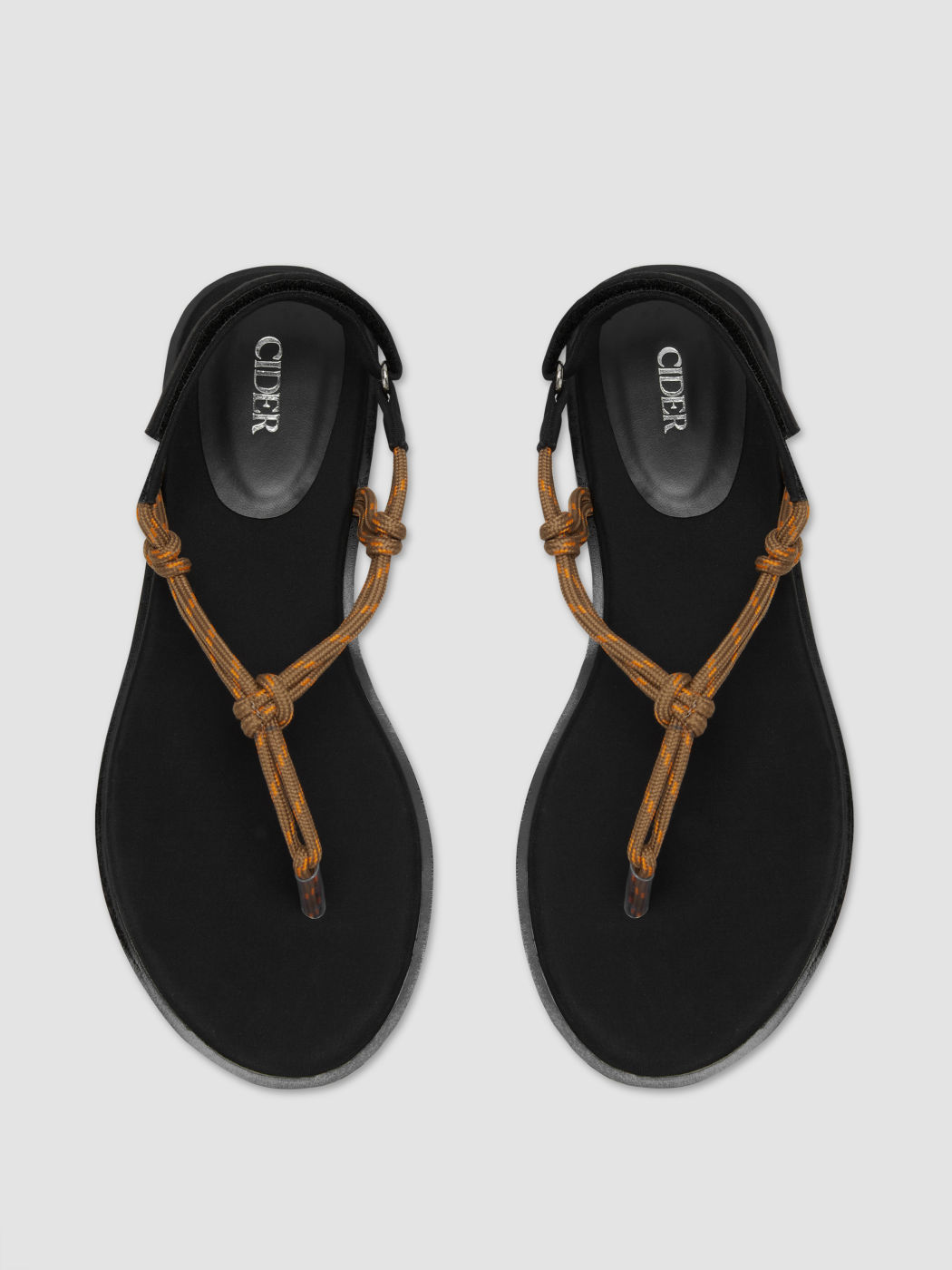 Seil- Flip-Flop- Sandalen mit Klettverschluss und Satin-Oberfläche