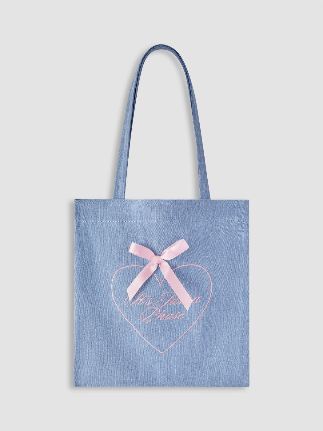 Schleife & Herz Stickerei Denim Canvas Tasche