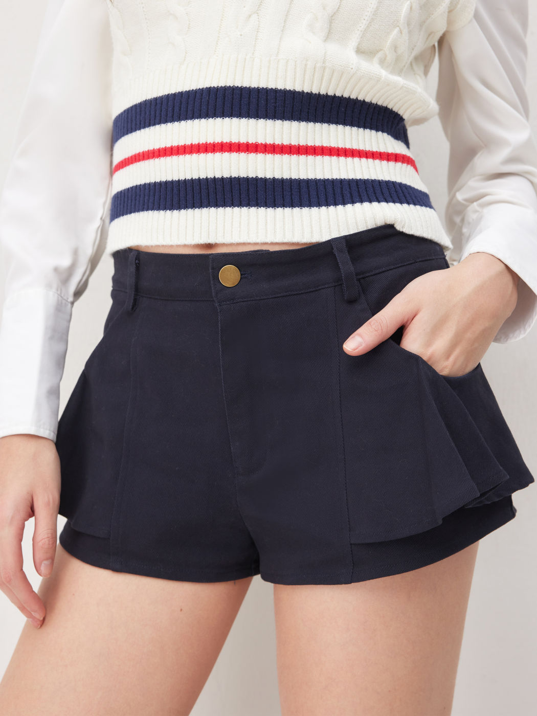 Cotton-blend Mid Rise Pocket Micro Shorts