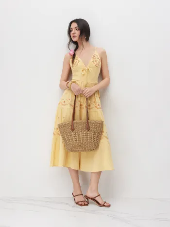 BORSA TOTE IN PAGLIA ED ECOPELLE