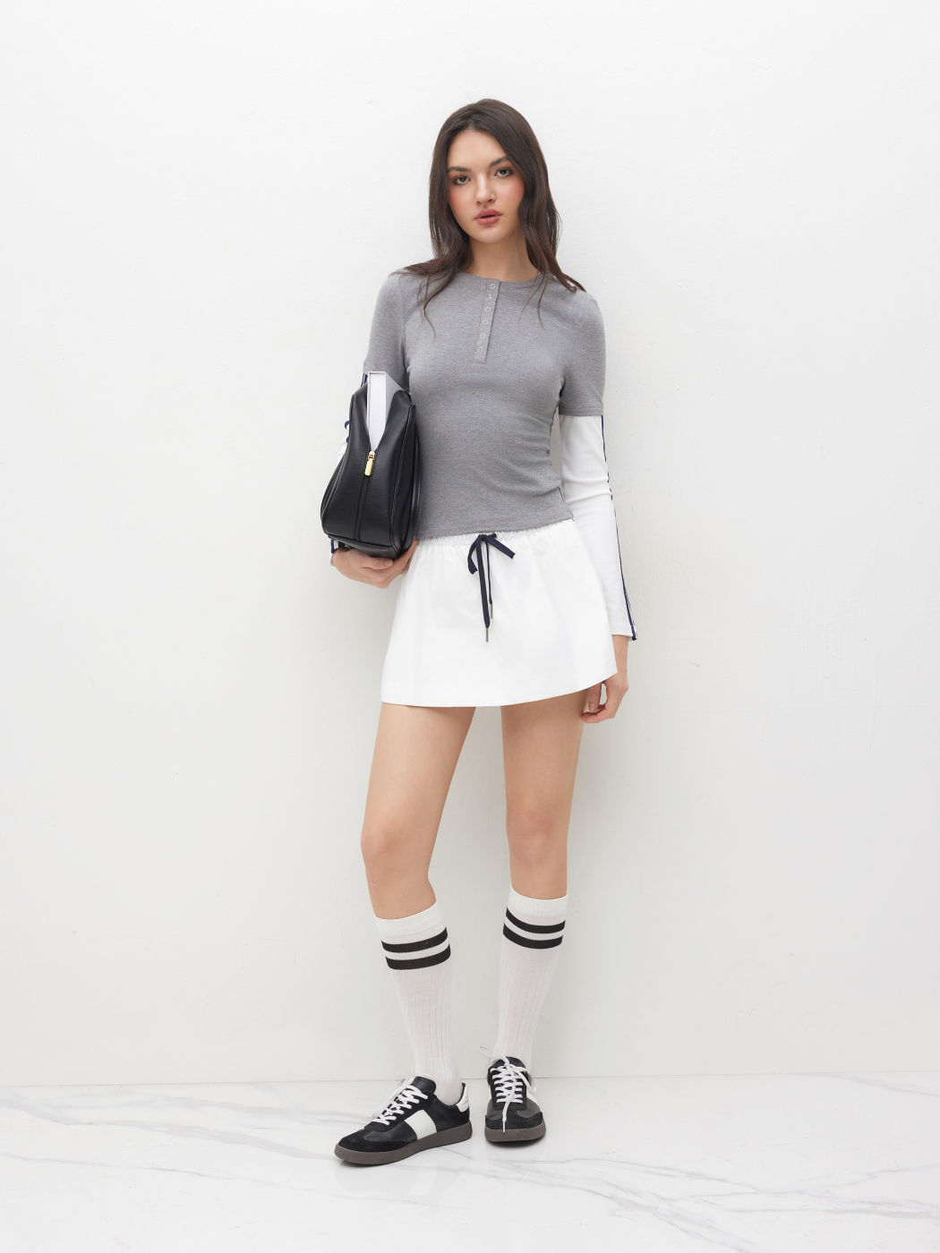 Two Tone Side Stripe Long Sleeve Tee