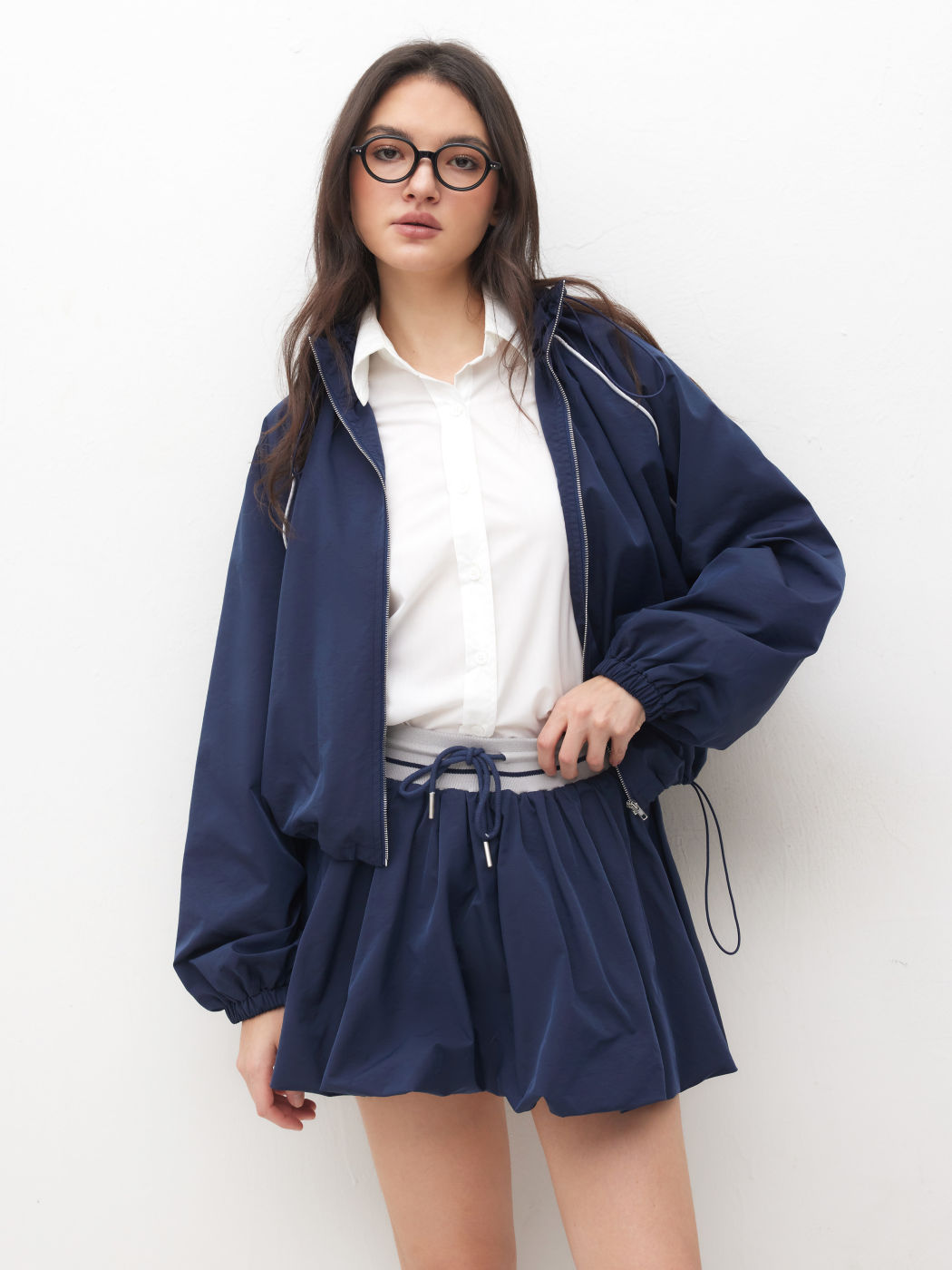 Standkragen-Schnürjacke im Oversize-Design