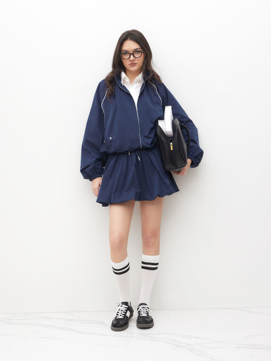 Standkragen-Schnürjacke im Oversize-Design