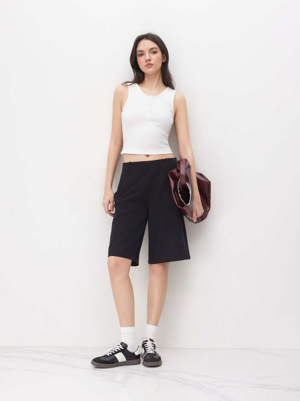 Mid Rise Pocket Bermuda Shorts