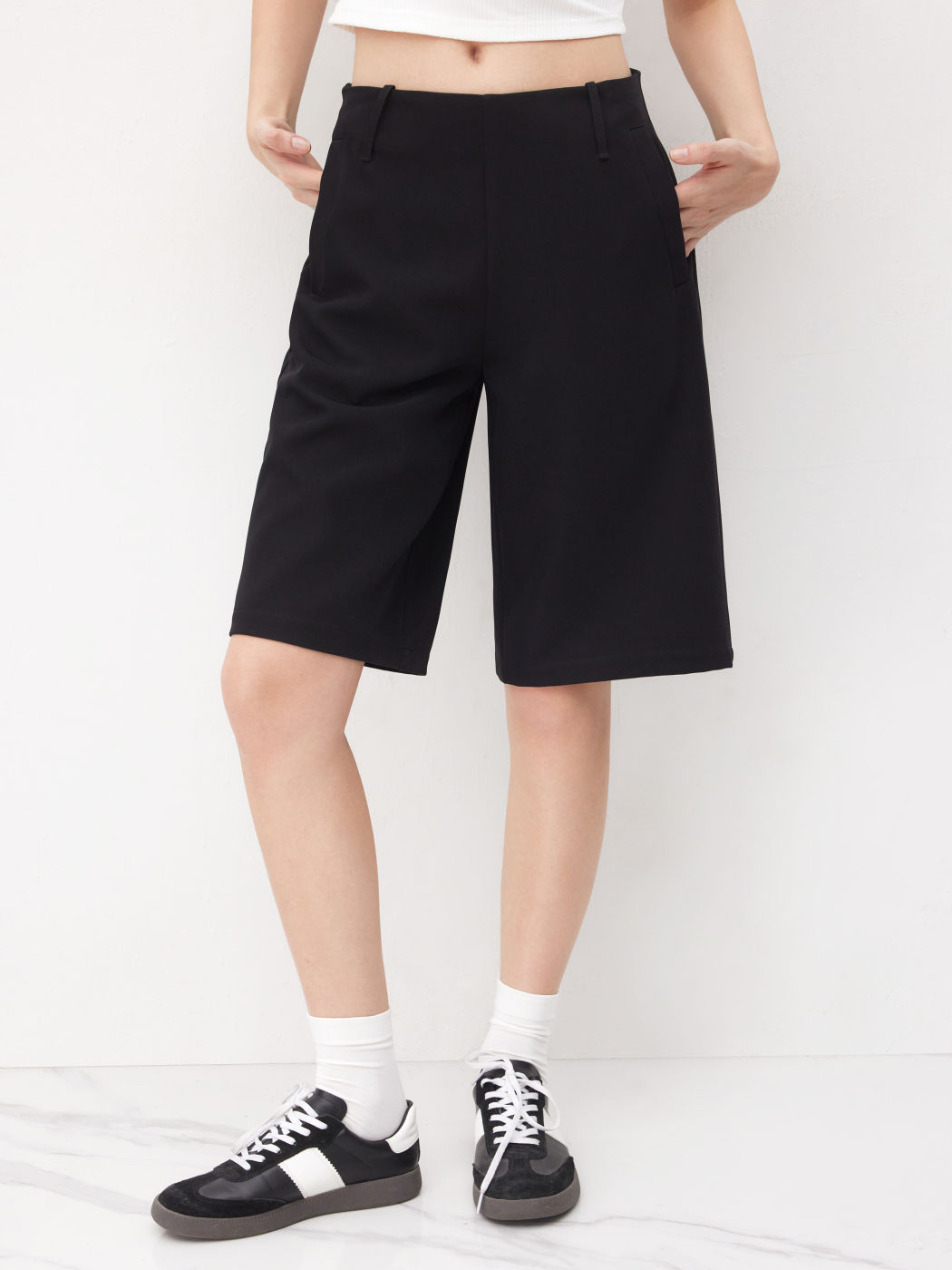 Mid Rise Pocket Bermuda Shorts