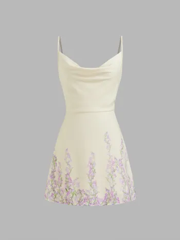 Kragenhalterung Blumenmuster Schnürmini-Kleid