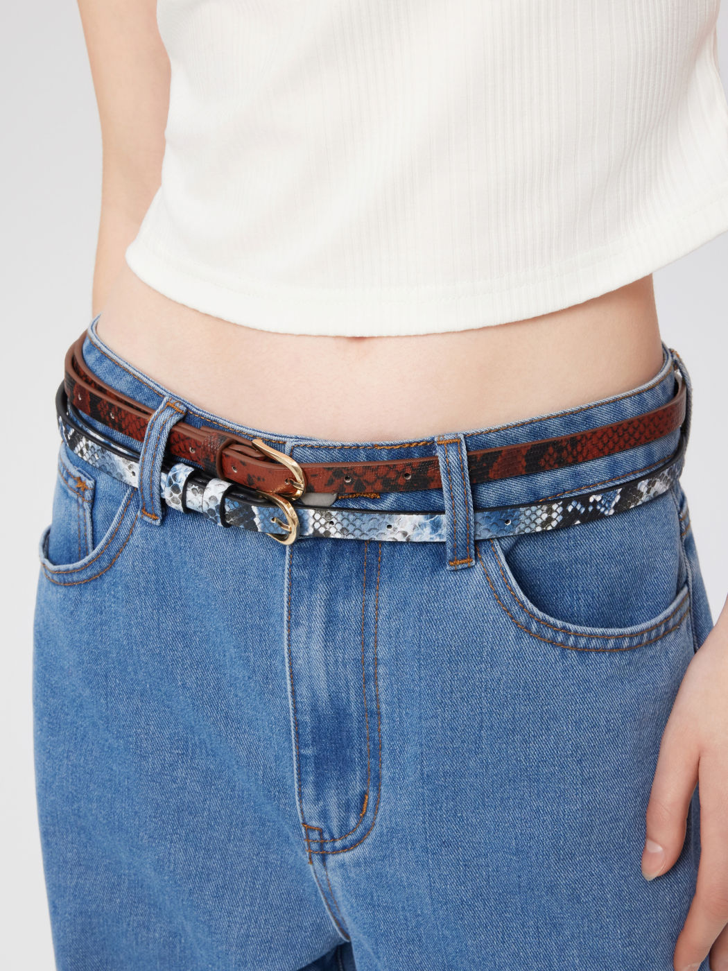 2PCS SNAKE PATTERN SLIM BELT