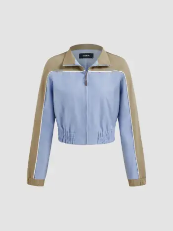 Oversized Zip Through Two Tone Jacket