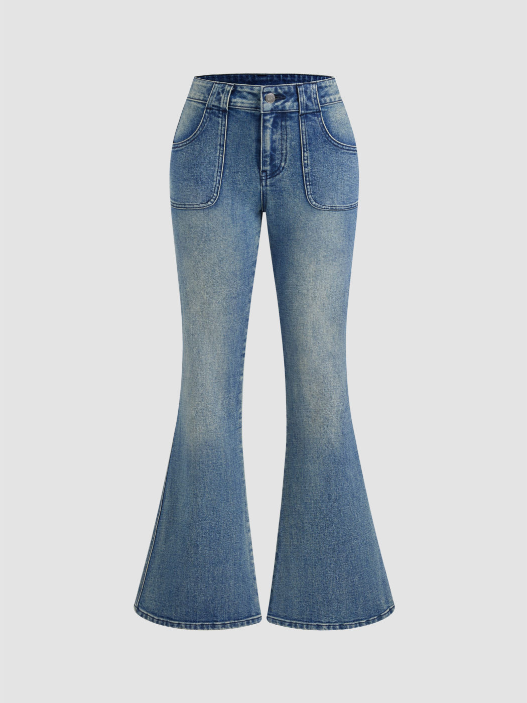Stretch Cider Denim Low Rise Flared Jeans