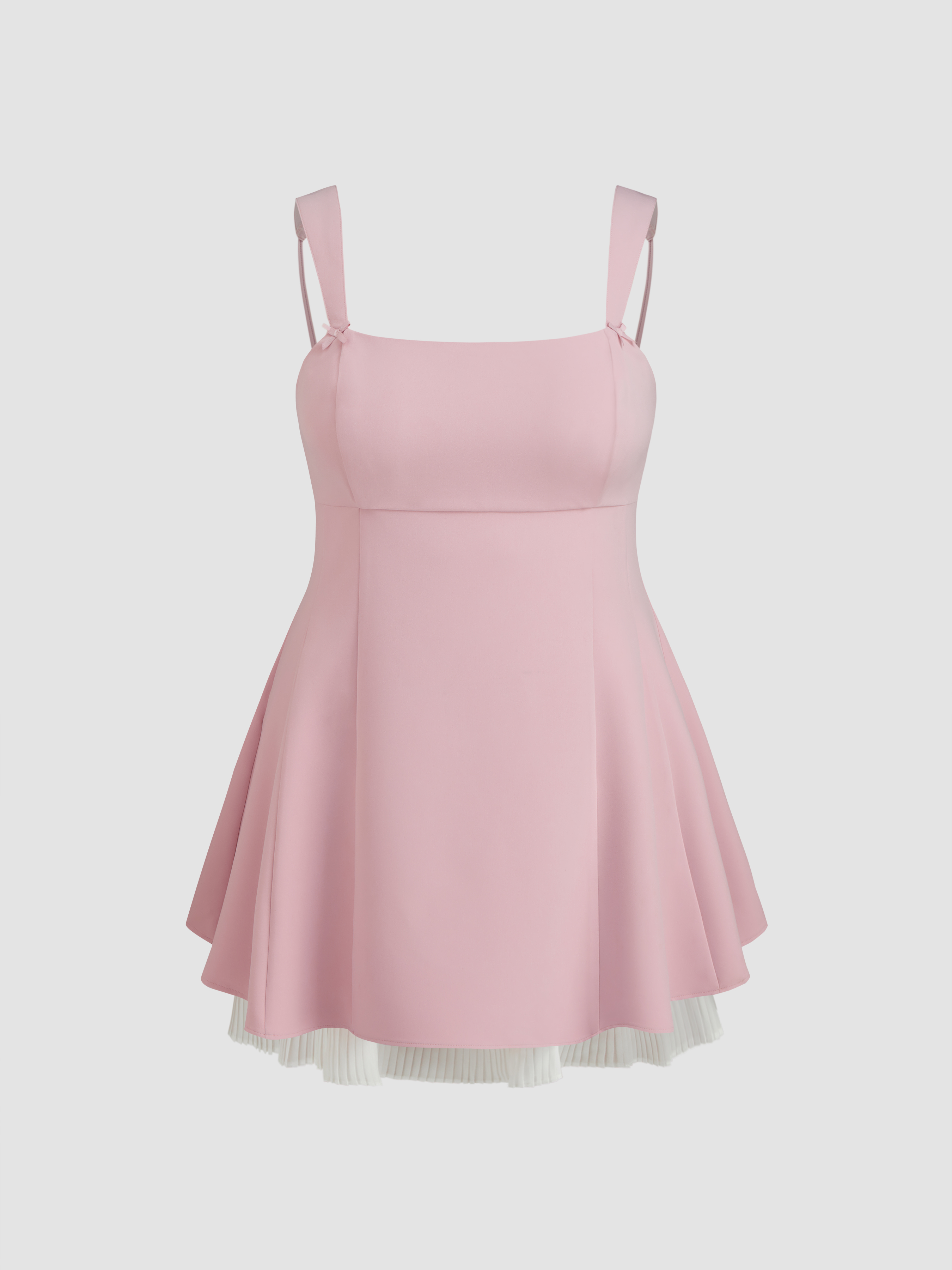 Bowknot Two Tone Pleated Mini Dress Curve & Plus