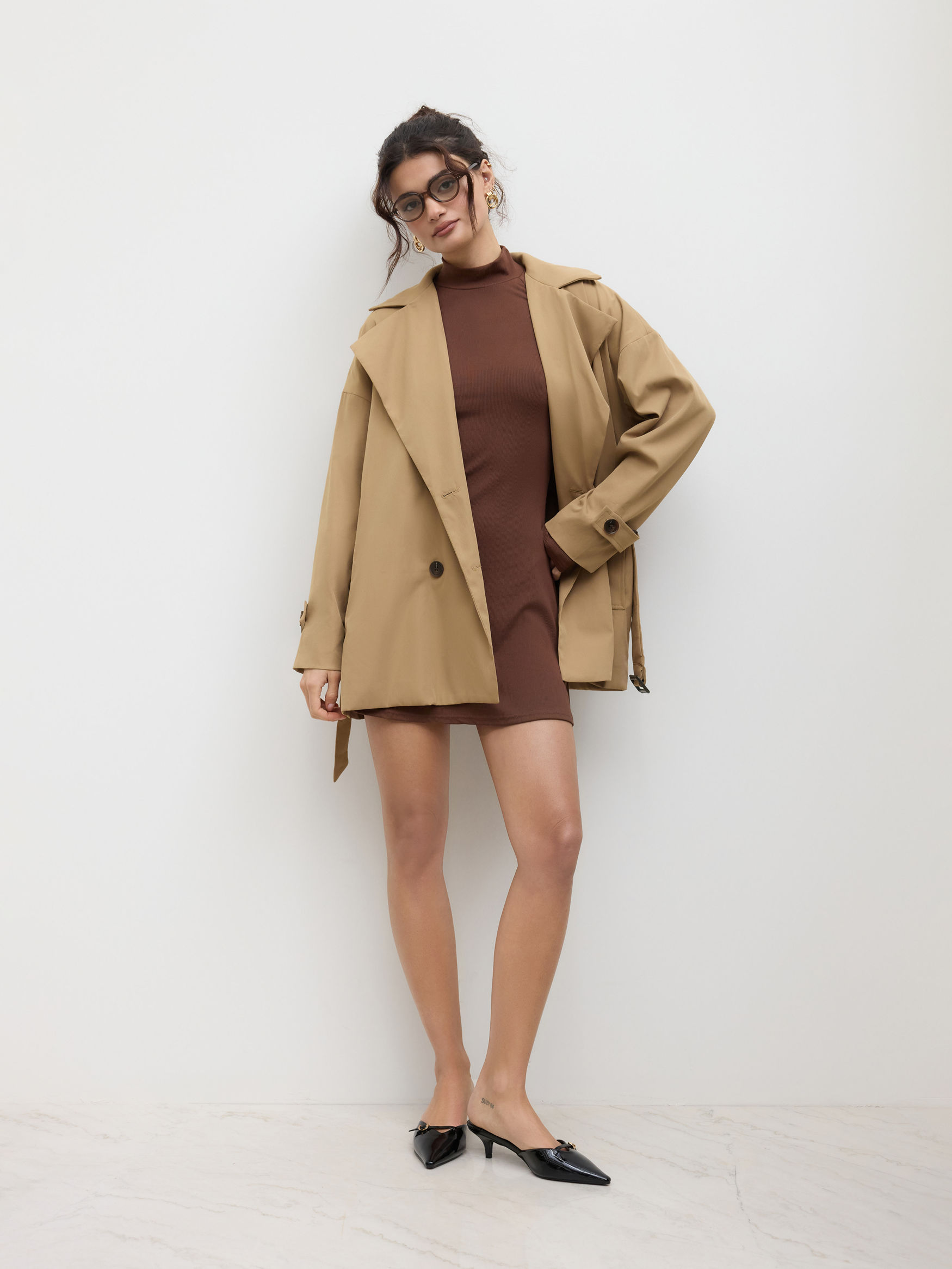 Double Breasted Trench Coat With Belt