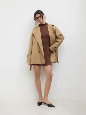 Double Breasted Trench Coat With Belt