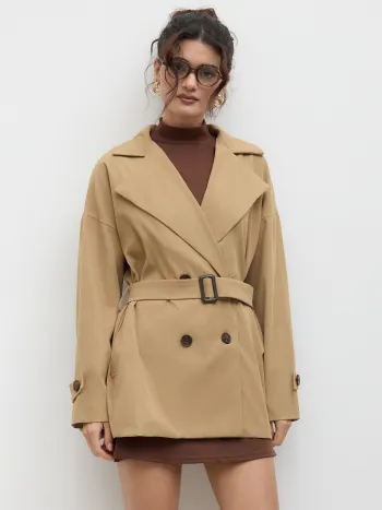 Double Breasted Trench Coat With Belt