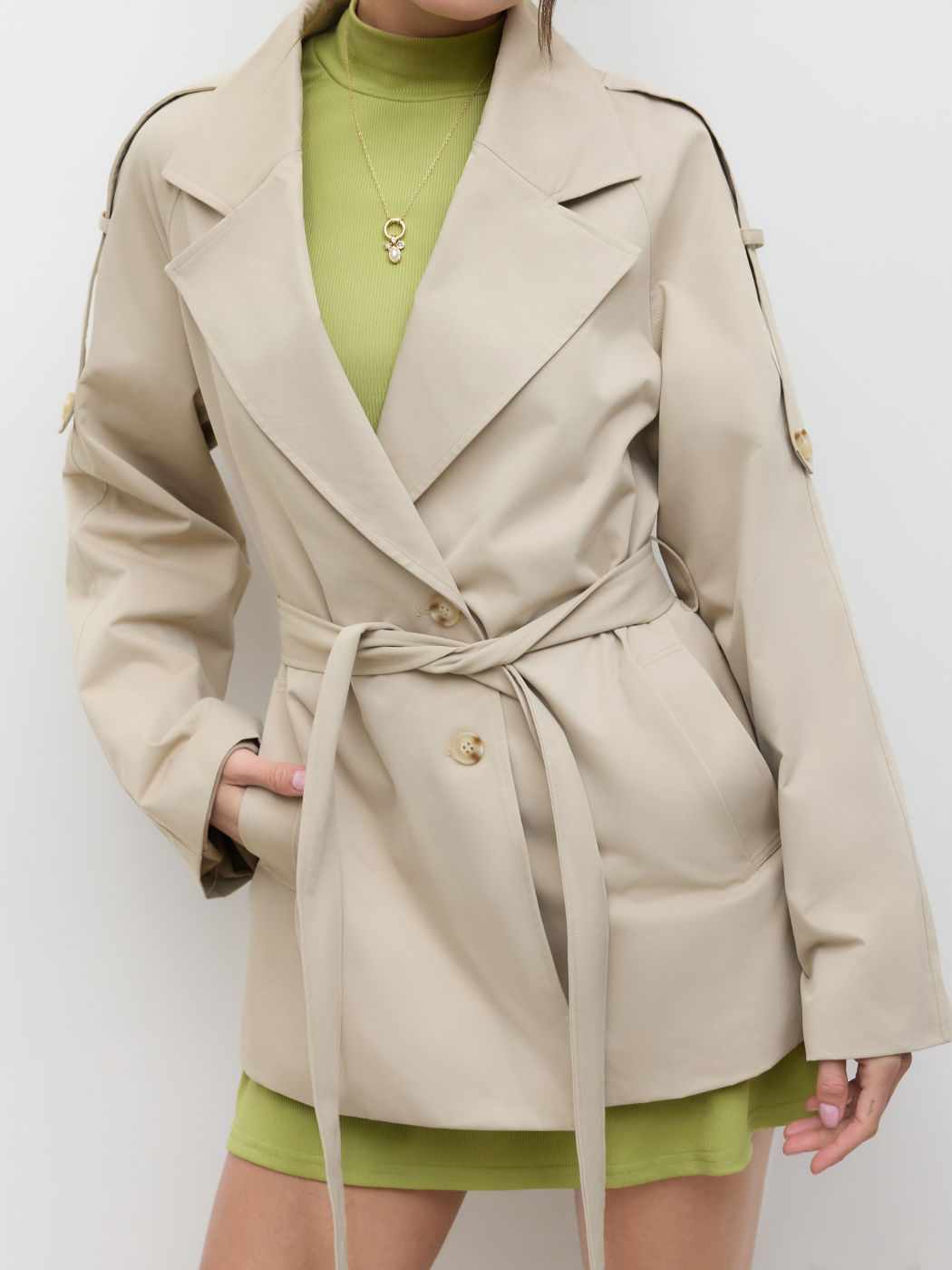 Oversized Collar Belted Trench Coat