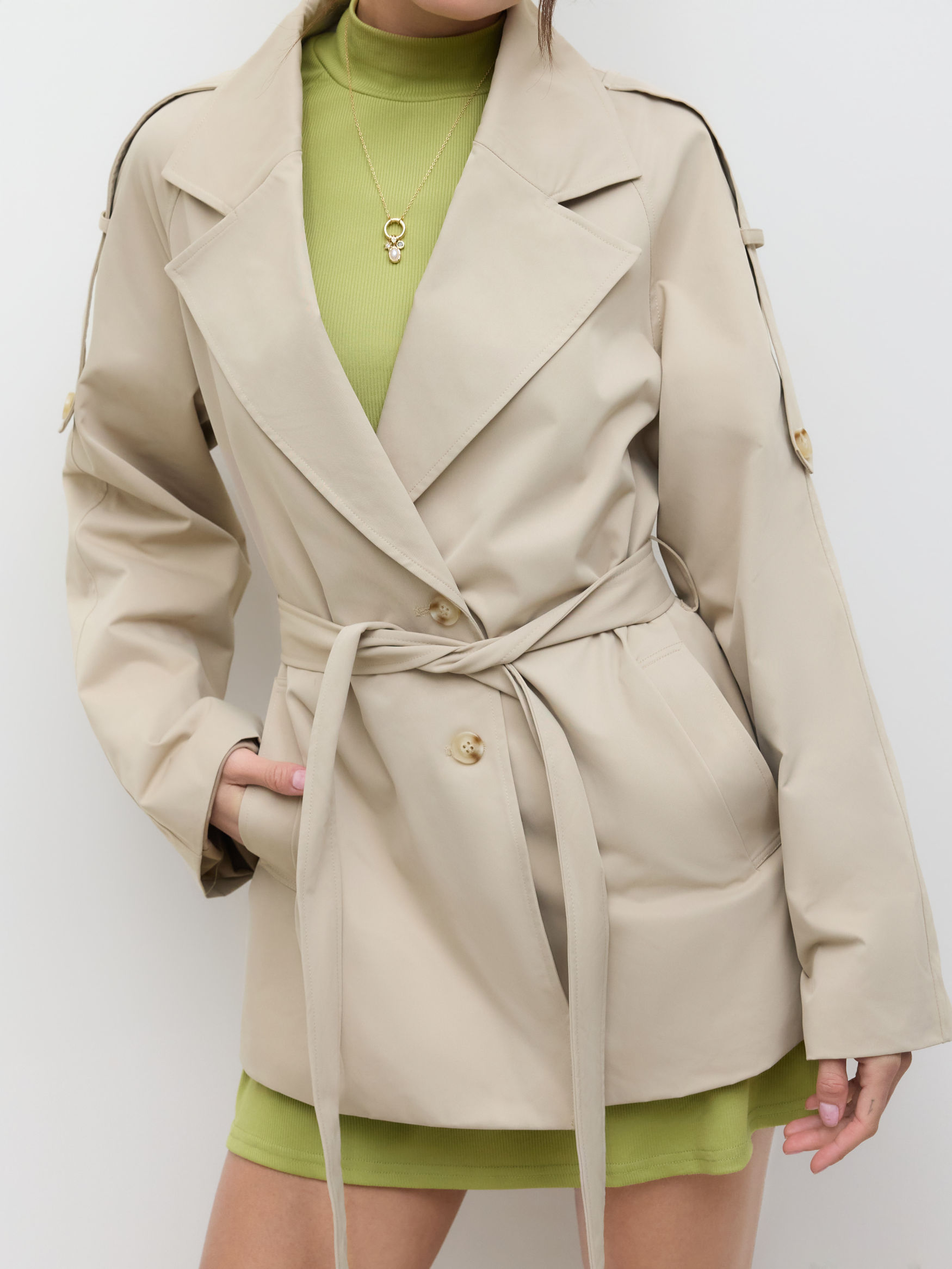Oversized Collar Belted Trench Coat